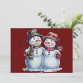 Sneeuwman Kerst  Vakantie Feestdagenkaart (Staand voorkant)