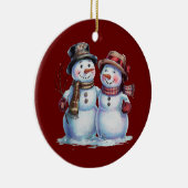 Sneeuwman Kerst  Vakantie Keramisch Ornament (Rechts)