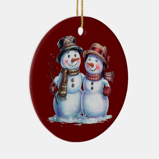 Sneeuwman Kerst  Vakantie Keramisch Ornament (Rechts)