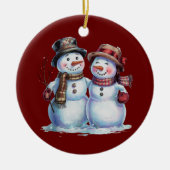Sneeuwman Kerst Vakantie Keramisch Ornament (Voorkant)