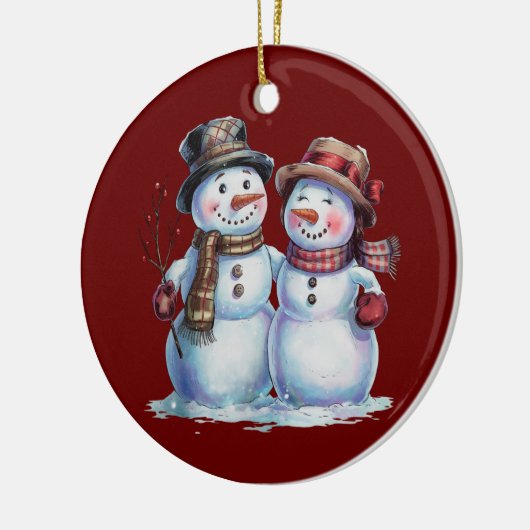 Sneeuwman Kerst  Vakantie Keramisch Ornament (Links)