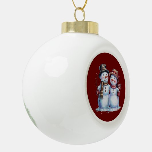 Sneeuwman Kerst  Vakantie Keramische Bal Ornament (Links)