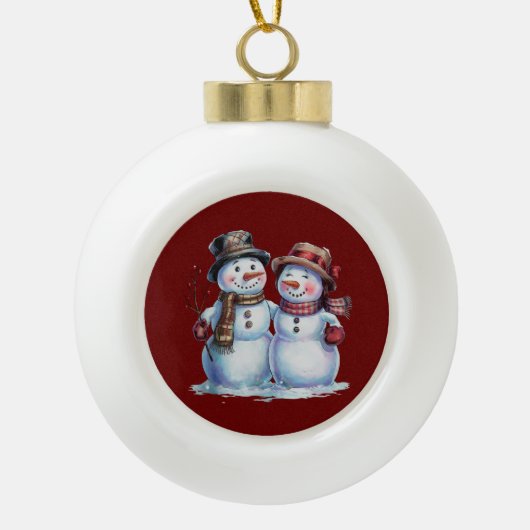 Sneeuwman Kerst  Vakantie Keramische Bal Ornament (Voorkant)