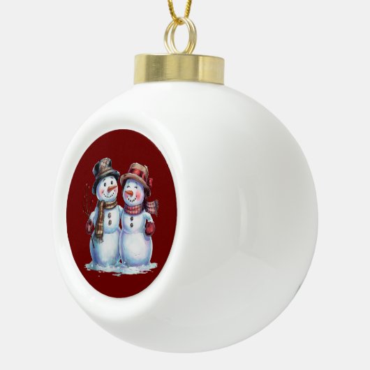 Sneeuwman Kerst  Vakantie Keramische Bal Ornament (Rechts)