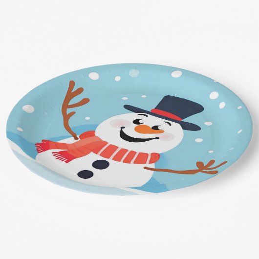 Sneeuwman Kerst Vakantie Partij Papier Bord (Gekanteld)