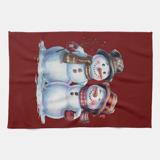 Sneeuwman Kerst  Vakantie Theedoek (Horizontaal)