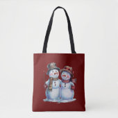 Sneeuwman Kerst  Vakantie Tote Bag (Voorkant)
