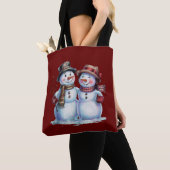 Sneeuwman Kerst  Vakantie Tote Bag (Dichtbij)