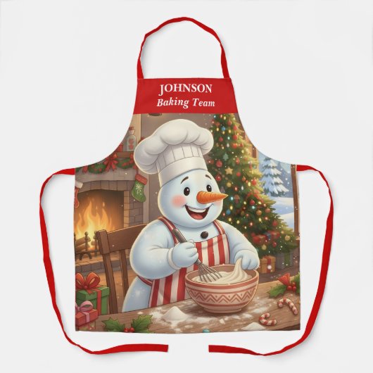 Sneeuwman Kerstbak Apron Schort (Voorkant)