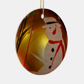 Sneeuwman Kerstbal met Vorstlaagje Keramisch Ornament (Rechts)