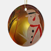 Sneeuwman Kerstbal met Vorstlaagje Keramisch Ornament (Links)