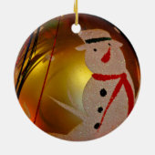 Sneeuwman Kerstbal met Vorstlaagje Keramisch Ornament (Achterkant)