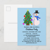 Sneeuwman & Kerstboom #4 Uitnodigingskaart Uitnodiging Briefkaart (Voorkant / Achterkant)