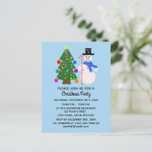 Sneeuwman & Kerstboom #4 Uitnodigingskaart Uitnodiging Briefkaart (Staand voorkant)