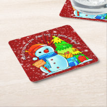 Sneeuwman kerstboom Cadeau Jaar Tekst Rood