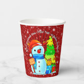 Sneeuwman kerstboom Cadeau Jaar Tekst Rood Papieren Bekers (Achterkant)