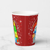 Sneeuwman kerstboom Cadeau Jaar Tekst Rood Papieren Bekers (Rechts)