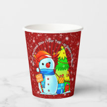 Sneeuwman kerstboom Cadeau Jaar Tekst Rood