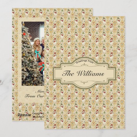  Sneeuwman & Kerstboom Custom Feestdagenkaart (Voorkant / Achterkant)