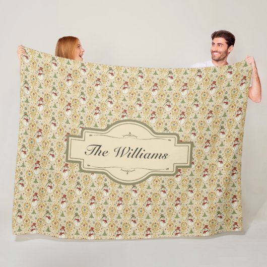  Sneeuwman & Kerstboom Custom Fleece Deken (In situ)