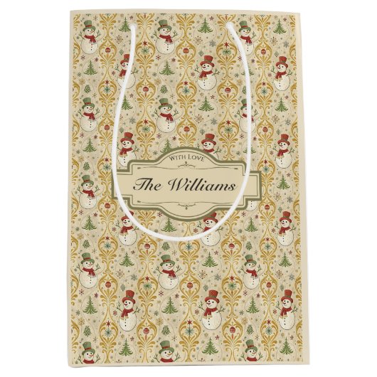  Sneeuwman & Kerstboom Custom Medium Cadeauzakje (Voorkant)