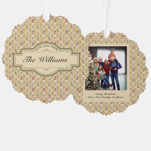  Sneeuwman & Kerstboom Custom Ornament Kaart (Voorkant / Achterkant)