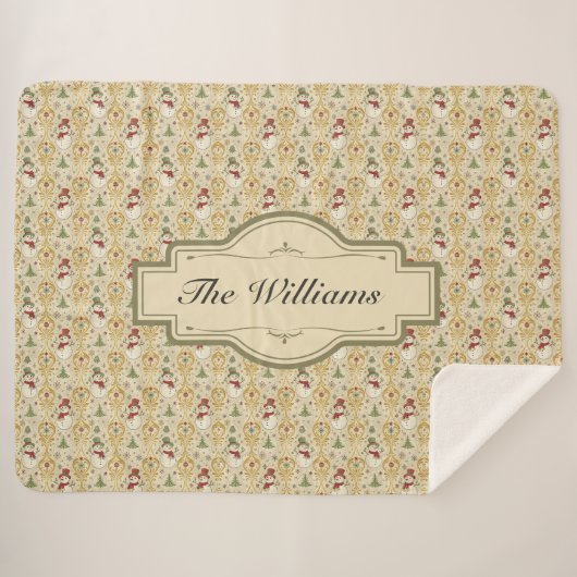  Sneeuwman & Kerstboom Custom Sherpa Deken (Voorkant (horizontaal))