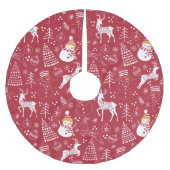 Sneeuwman, Kerstboom en Herten, Winter Rood Kerstboom Rok (Voorkant)
