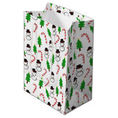 Sneeuwman Kerstboom Kerststok Medium Cadeauzakje (Voorkant Gekanteld)