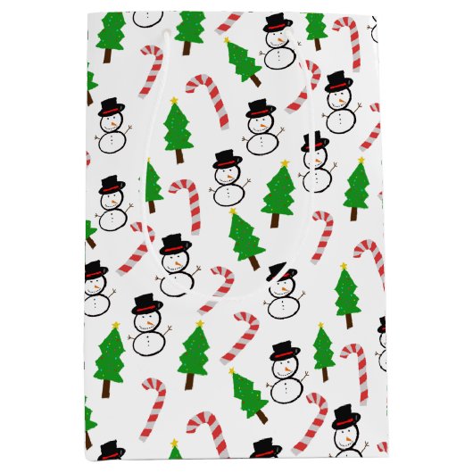 Sneeuwman Kerstboom Kerststok Medium Cadeauzakje (Voorkant)