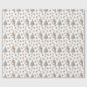 Sneeuwman Kerstboom Patroon Inpakpapier (Vlak)