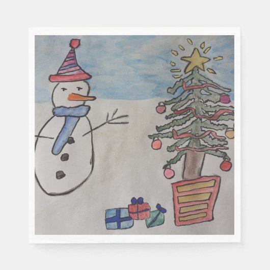 Sneeuwman & Kerstboom Servet (Voorkant)