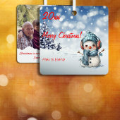 Sneeuwman Kerstboom sneeuwfoto Vierkant Ornament