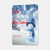 Sneeuwman Kerstboom Snow Metal Square Ornament (Voorkant links)