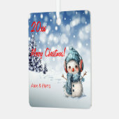 Sneeuwman Kerstboom Snow Metal Square Ornament (Voorkant links)