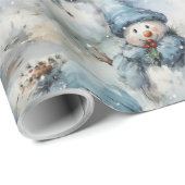 Sneeuwman Kerstcadeau inpakpapier (Rol Hoek)