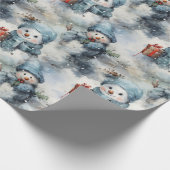 Sneeuwman Kerstcadeau inpakpapier (Hoek)