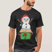 Sneeuwman Kerstdoos T-shirt (Voorkant)