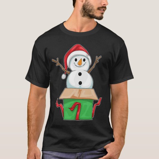 Sneeuwman Kerstdoos T-shirt (Voorkant)