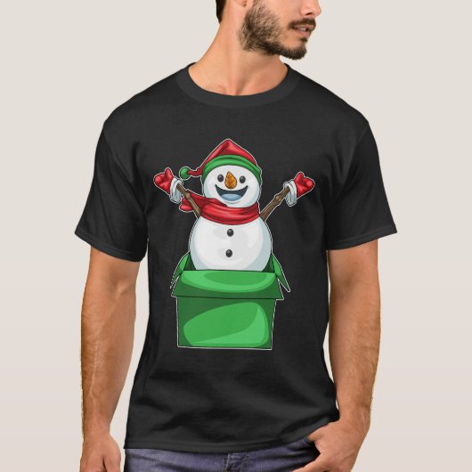 Sneeuwman Kerstdoos T-shirt (Voorkant)