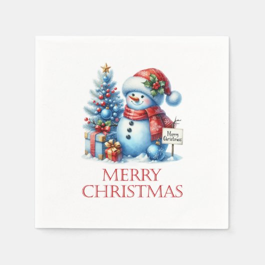 Sneeuwman Kerstfeest Servetten (Voorkant)