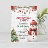 Sneeuwman Kerstfeest Uitnodiging (Staand voorkant)