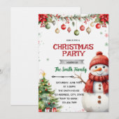 Sneeuwman Kerstfeest Uitnodiging (Voorkant / Achterkant)