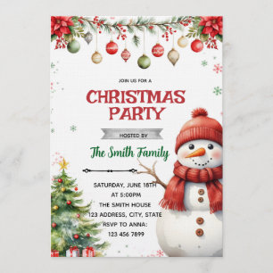Sneeuwman Kerstfeest Uitnodiging