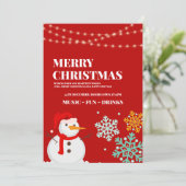 Sneeuwman kerstfeest uitnodiging, kerstavond kaart (Staand voorkant)