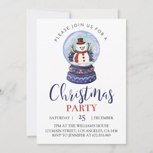 Sneeuwman Kerstfeest Uitnodiging voor verjaardag (Voorkant)