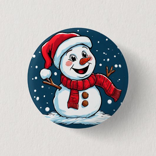 Sneeuwman Kerstfeest Vrolijkheid Ronde Button 3,2 Cm (Voorkant)