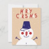 Sneeuwman Kerstgroet Feestdagenkaart (Voorkant)