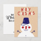Sneeuwman Kerstgroet Feestdagenkaart (Voorkant / Achterkant)