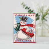  sneeuwman kerstgroeten Briefkaart (Staand voorkant)